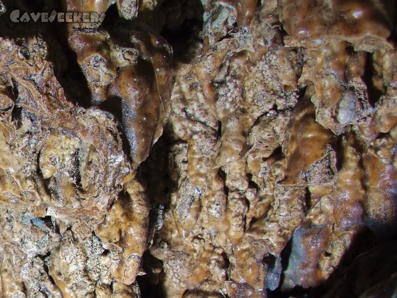 Mangfallsinterdeckenhöhle: Oberfläche - sandfarben - Spinnen vermutlich in in Camouflage